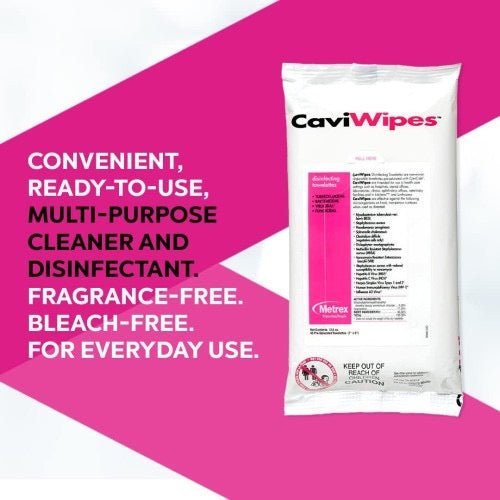 CaviWipes Flat Pack Surface Disinfectant Wipes 7" x 9", 45 count