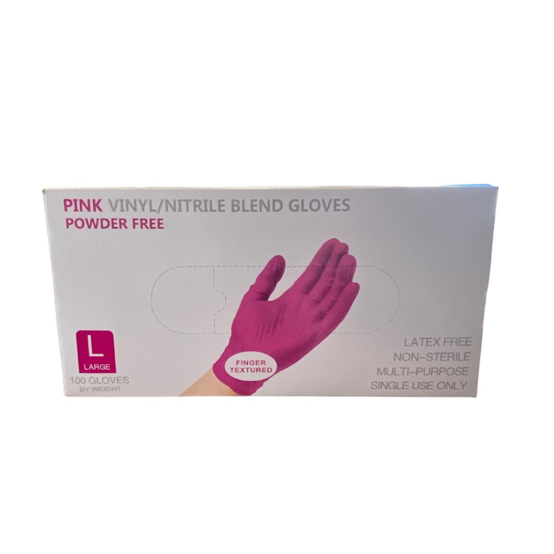 Disposable Gloves, Pink 5mil Vinyl / Nitrile Blend, 100 /box