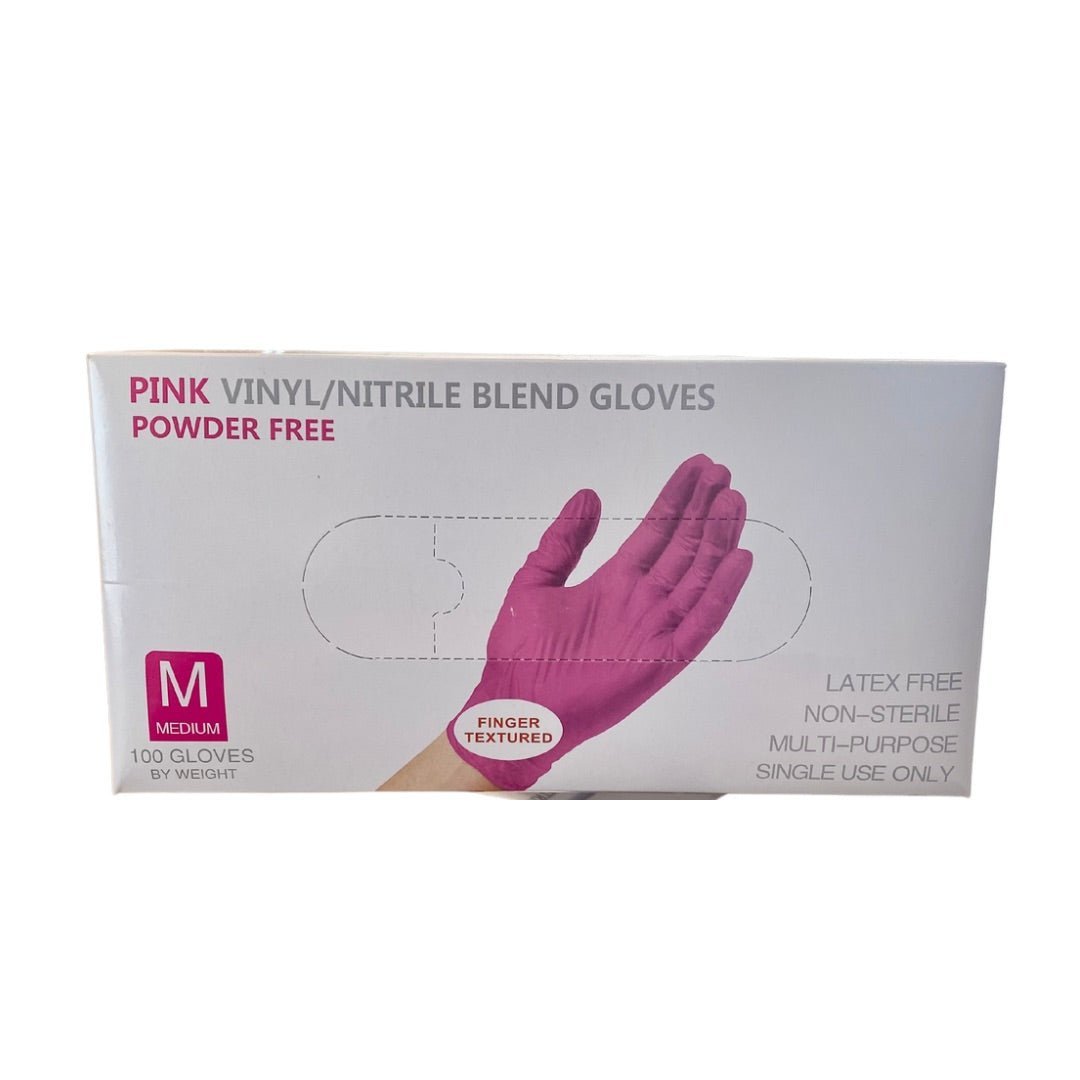 Disposable Gloves, Pink 5mil Vinyl / Nitrile Blend, 100 /box