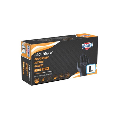 Disposable Nitrile Gloves, 4mil Black, Large (100/box)