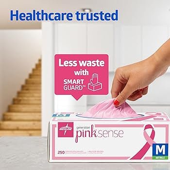 Medline PinkSense Pink Nitrile Gloves Powder Free Box/250