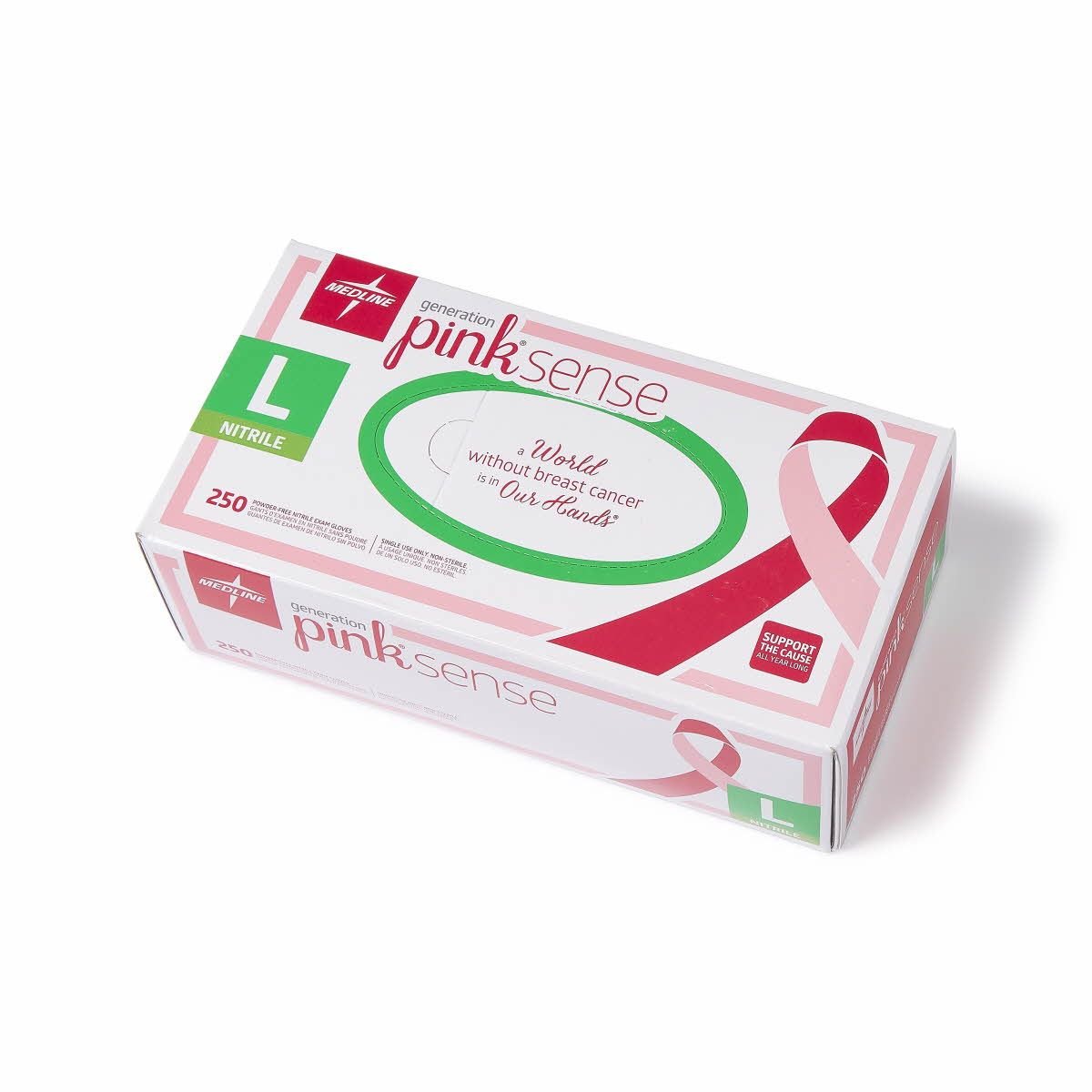 Medline PinkSense Pink Nitrile Gloves Powder Free Box/250