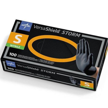 Medline VersaShield Storm Black Disposable Nitrile Gloves, Powder Free
